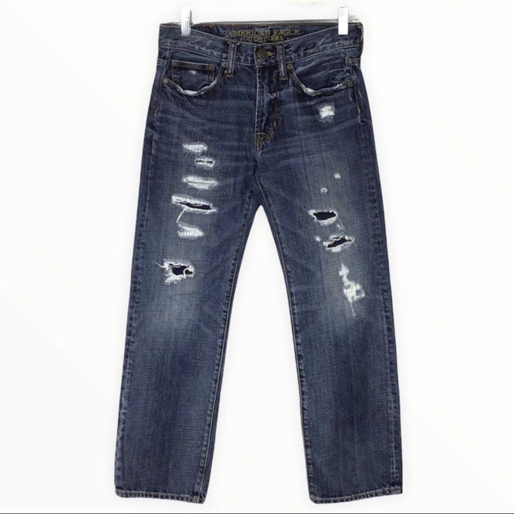 American Eagle | Medium Wash Distressed Original Straight Leg Jeans 26